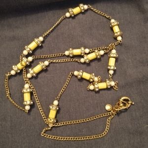 3 for💲25🌟 J.CREW station necklace yellow barrel bead pearls long flapper